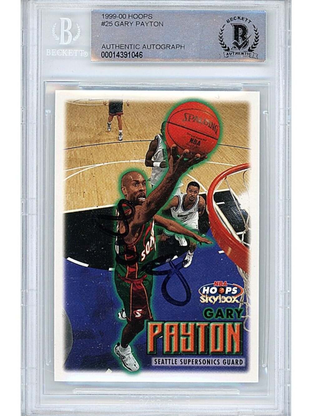 Gary Payton Signed Seattle Sonics '99-00 Hoops Basketball Card Beckett Autograph